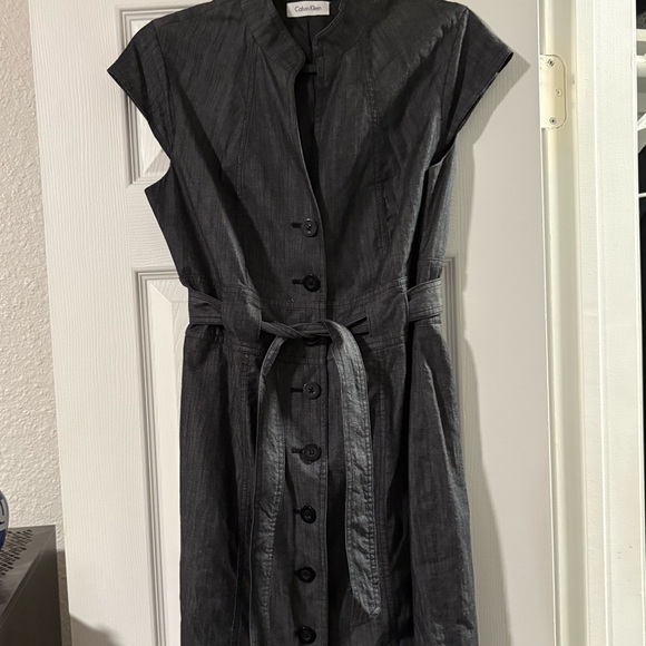 Calvin Klein Midi Dress Button Detail Sophisticated Classic Fit - Picture 2 of 7